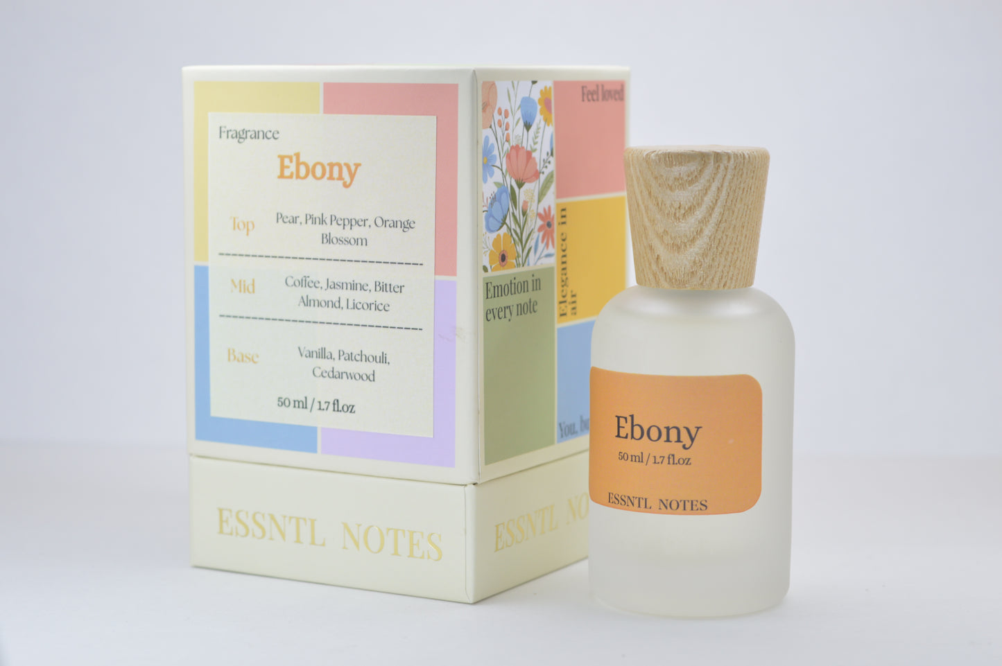 ESSNTL NOTES Ebony Perfume - Sensual & Addictive Warm Spicy Fragrance | 50ml Eau de Parfum | Sweet, Bold & Seductive Scent | Long-Lasting Nighttime Fragrance | Classic & Clean Scent for Men & Women