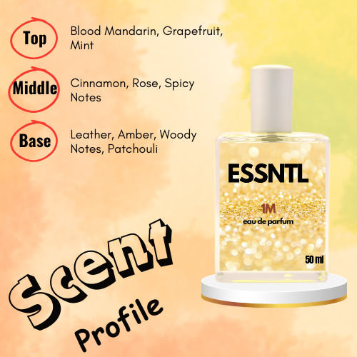 ESSNTL 1M Perfume - Bold & Luxurious Amber Woody Fragrance | 50ml Eau de Parfum | Spicy, Warm & Rich Scent | Long-Lasting Luxury Scent for Men | Classic & Clean Scent for Men