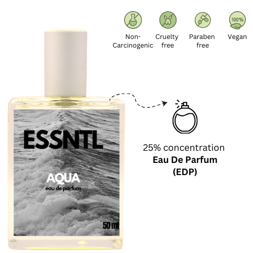 ESSNTL Aqua Perfume - Timeless & Elegant Marine Citrus Fragrance | 50ml Eau de Parfum | Fresh, Breezy & Uplifting Scent | Long-Lasting Everyday Fragrance | Classic & Clean Scent for Men