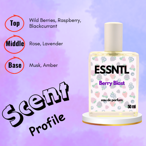 ESSNTL Berry Blast Perfume - Juicy & Playful Fruity Fragrance | 50ml Eau de Parfum | 20ml Eau de Parfum | Sweet, Vibrant & Energetic Scent | Long-Lasting Youthful Perfume for All | Bold Berry Pop with a Fun Twist