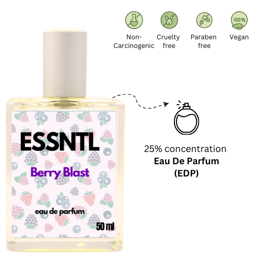 ESSNTL Berry Blast Perfume - Juicy & Playful Fruity Fragrance | 50ml Eau de Parfum | 20ml Eau de Parfum | Sweet, Vibrant & Energetic Scent | Long-Lasting Youthful Perfume for All | Bold Berry Pop with a Fun Twist