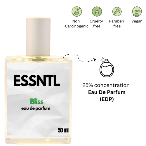 ESSNTL Bliss Perfume - Crisp & Clean Fresh Woody Fragrance | 50ml Eau de Parfum | Soft, Subtle & Inviting Scent | Long-Lasting Refreshing Fragrance | Classic & Clean Scent for Men