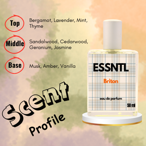 ESSNTL Briton Perfume - Classic & Refined Woody Aromatic Fragrance | 50ml Eau de Parfum | Fresh, Masculine & Timeless Scent | Long-Lasting Luxury Scent for Men | Sophisticated Everyday Elegance