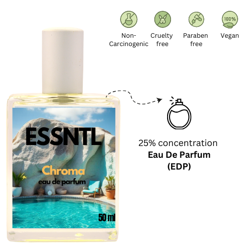 ESSNTL Chroma Perfume - Fresh & Vibrant Citrus Aquatic Fragrance | 50ml Eau de Parfum | Crisp, Refreshing & Invigorating Scent | Long-Lasting Everyday Fragrance | Classic & Clean Scent for Men
