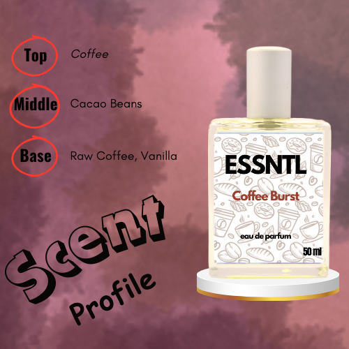 ESSNTL Coffee Burst Perfume - Bold & Comforting Coffee-Vanilla Fragrance | 50ml Eau de Parfum | 20ml Eau de Parfum | Creamy, Addictive & Aromatic Scent | Long-Lasting Cozy Perfume for Men & Women | A Caffeine Kick with Sweet Depth