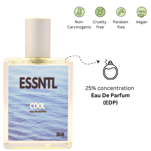 ESSNTL Cool Perfume - Refreshing & Aquatic Fresh Fragrance | 50ml Eau de Parfum | Crisp, Invigorating & Clean Scent | Long-Lasting Sporty Fragrance | Classic & Clean Scent for Men
