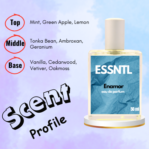 ESSNTL Enamor Perfume - Intense & Passionate Fresh Spicy Fragrance | 50ml Eau de Parfum | Warm, Invigorating & Magnetic Scent | Long-Lasting Romantic Fragrance | Classic & Clean Scent for Men