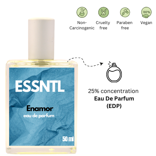ESSNTL Enamor Perfume - Intense & Passionate Fresh Spicy Fragrance | 50ml Eau de Parfum | Warm, Invigorating & Magnetic Scent | Long-Lasting Romantic Fragrance | Classic & Clean Scent for Men