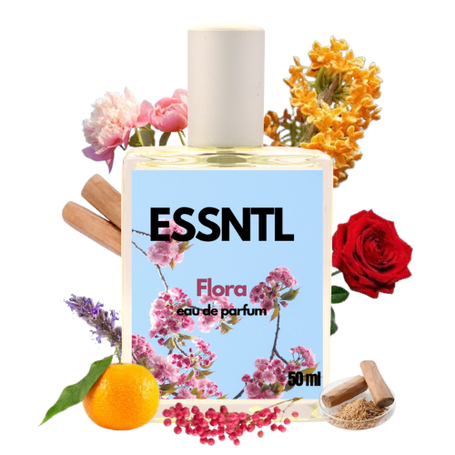 ESSNTL Flora Perfume - Elegant & Feminine Floral Fruity Fragrance | 50ml Eau de Parfum | Romantic, Delicate & Graceful Scent | Long-Lasting Luxury Scent for Women | Classic & Clean Scent for Women