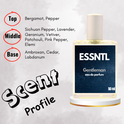 ESSNTL Gentleman Perfume - Rugged & Magnetic Spicy Woody Fragrance | 50ml Eau de Parfum | Fresh, Confident & Bold Scent | Long-Lasting Signature Fragrance | Classic & Clean Scent for Men