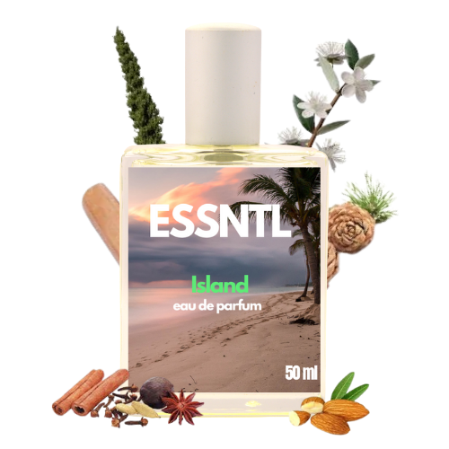 ESSNTL Island Perfume - Exotic & Tranquil Woody Aromatic Fragrance | 50ml Eau de Parfum | Warm, Relaxing & Natural Scent | Long-Lasting Earthy Fragrance | Classic & Clean Scent for Men