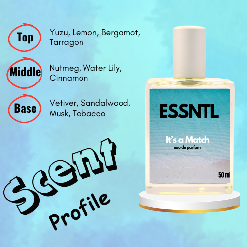 ESSNTL It's a Match Perfume - Fresh & Unique Citrus Floral Fragrance | 50ml Eau de Parfum | Clean, Elegant & Versatile Scent | Long-Lasting Everyday Fragrance | Classic & Clean Scent for Men & Women