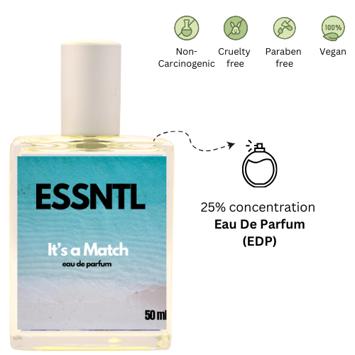 ESSNTL It's a Match Perfume - Fresh & Unique Citrus Floral Fragrance | 50ml Eau de Parfum | Clean, Elegant & Versatile Scent | Long-Lasting Everyday Fragrance | Classic & Clean Scent for Men & Women