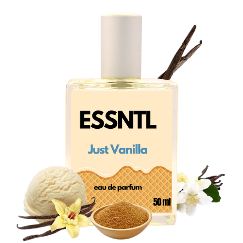 ESSNTL Just Vanilla Perfume - Creamy & Sweet Gourmand Vanilla Fragrance | 50ml Eau de Parfum | 20ml Eau de Parfum | Ice Cream-Like, Soft & Irresistible Scent | Long-Lasting Comfort Perfume Women | Pure Vanilla Delight with a Sugary Hug