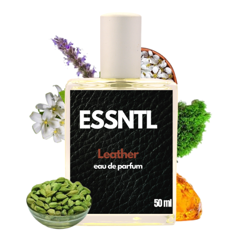 ESSNTL Leather Perfume - Rich & Sensual Leather Spicy Fragrance | 50ml Eau de Parfum | Deep, Smoky & Intense Scent | Long-Lasting Signature Fragrance | Classic & Clean Scent for Men
