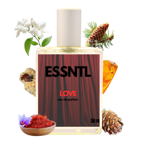 ESSNTL Love Perfume - Sensual & Addictive Sweet Woody Fragrance | 50ml Eau de Parfum | Warm, Amber & Floral Scent | Long-Lasting Luxury Fragrance | Classic & Clean Scent for Men & Women