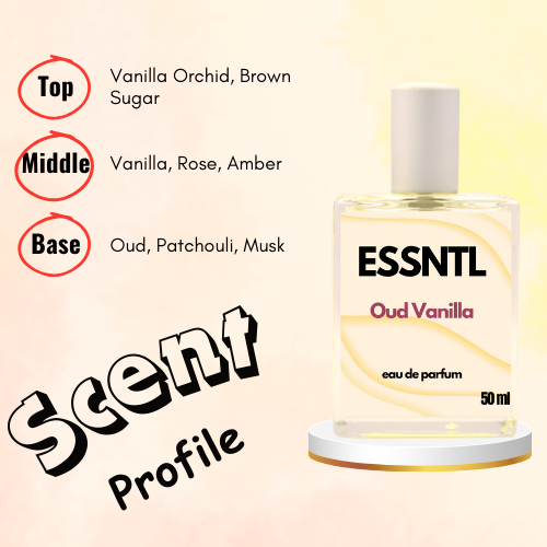 ESSNTL Oud Vanilla Perfume - Rich & Exotic Gourmand Oud Fragrance | 50ml Eau de Parfum | 20ml Eau de Parfum | Warm, Sensual & Spicy-Sweet Scent | Long-Lasting Luxury Perfume for Men & Women | Deep, Opulent Signature Vibe