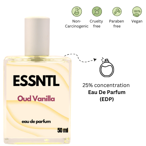 ESSNTL Oud Vanilla Perfume - Rich & Exotic Gourmand Oud Fragrance | 50ml Eau de Parfum | 20ml Eau de Parfum | Warm, Sensual & Spicy-Sweet Scent | Long-Lasting Luxury Perfume for Men & Women | Deep, Opulent Signature Vibe