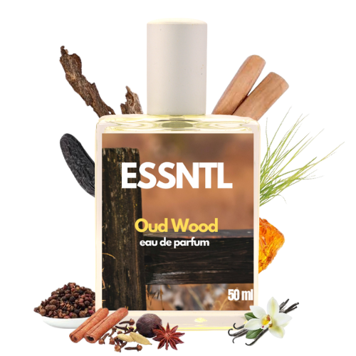 ESSNTL Oud Wood Perfume - Mysterious & Exotic Oud Woody Fragrance | 50ml Eau de Parfum | Warm, Smoky & Luxurious Scent | Long-Lasting Statement Fragrance | Classic & Clean Scent for Men