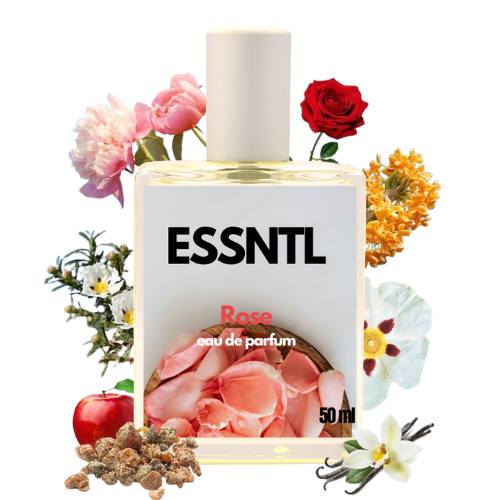 ESSNTL Rose Perfume - Delicate & Sensual Floral Musky Fragrance | 50ml Eau de Parfum | Soft, Powdery & Romantic Scent | Long-Lasting Elegant Fragrance | Classic & Clean Scent for Women