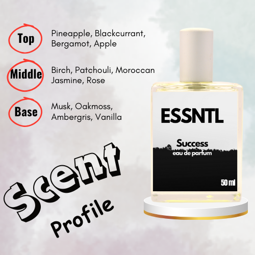 ESSNTL Success Perfume - Iconic & Masculine Fruity Woody Fragrance | 50ml Eau de Parfum | Fresh, Smoky & Refined Scent | Long-Lasting Power Fragrance | Classic & Clean Scent for Men