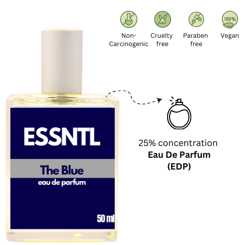 ESSNTL The Blue Perfume - Timeless & Sophisticated Citrus Woody Fragrance | 50ml Eau de Parfum | Fresh, Crisp & Clean Scent | Long-Lasting Luxury Fragrance | Classic & Clean Scent for Men