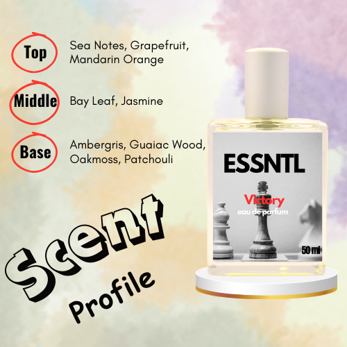 ESSNTL Victory Perfume - Powerful & Energetic Citrus Woody Fragrance | 50ml Eau de Parfum | Bold, Fresh & Confident Scent | Long-Lasting Sporty Fragrance | Classic & Clean Scent for Men