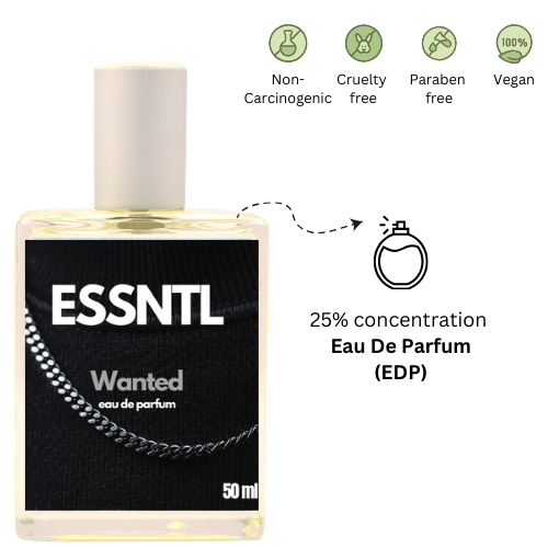 ESSNTL Wanted Perfume - Bold & Luxurious Spicy Woody Fragrance | 50ml Eau de Parfum | Warm, Intense & Magnetic Scent | Long-Lasting Luxury Scent for Men | Classic & Clean Scent for Men