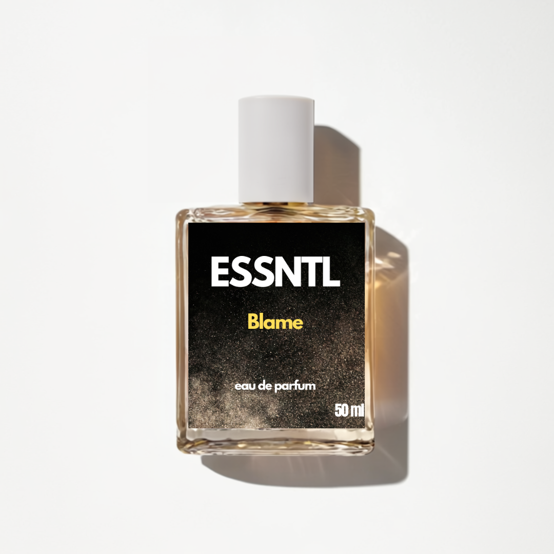ESSNTL Blame Perfume - Sensual & Bold Amber Woody Fragrance | 50ml Eau de Parfum | 20ml Eau de Parfum | Spicy, Warm & Addictive Scent | Long-Lasting Confident Fragrance | Classic & Clean Scent for Men