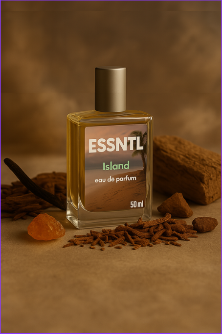ESSNTL Island Perfume - Exotic & Tranquil Woody Aromatic Fragrance | 50ml Eau de Parfum | 20ml Eau de Parfum | Warm, Relaxing & Natural Scent | Long-Lasting Earthy Fragrance | Classic & Clean Scent for Men