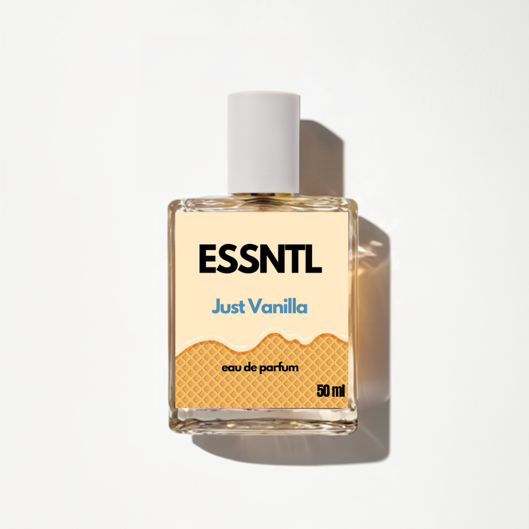 ESSNTL Just Vanilla Perfume - Creamy & Sweet Gourmand Vanilla Fragrance | 50ml Eau de Parfum | 20ml Eau de Parfum | Ice Cream-Like, Soft & Irresistible Scent | Long-Lasting Comfort Perfume Women | Pure Vanilla Delight with a Sugary Hug