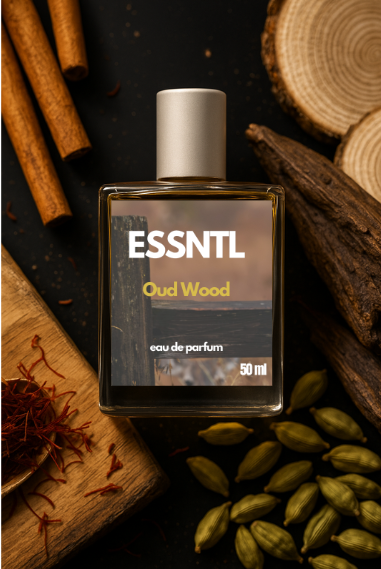 ESSNTL Oud Wood Perfume - Mysterious & Exotic Oud Woody Fragrance | 50ml Eau de Parfum | 20ml Eau de Parfum | Warm, Smoky & Luxurious Scent | Long-Lasting Statement Fragrance | Classic & Clean Scent for Men
