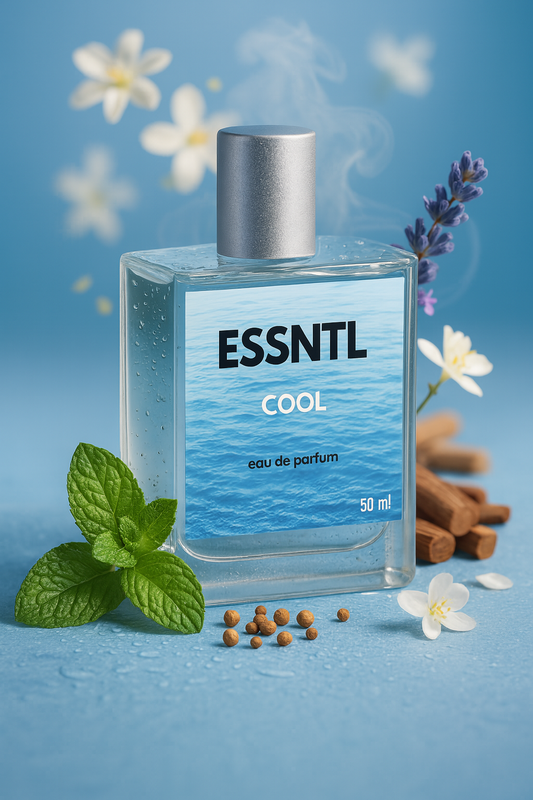 ESSNTL Cool Perfume - Refreshing & Aquatic Fresh Fragrance | 50ml Eau de Parfum | 20ml Eau de Parfum | Crisp, Invigorating & Clean Scent | Long-Lasting Sporty Fragrance | Classic & Clean Scent for Men