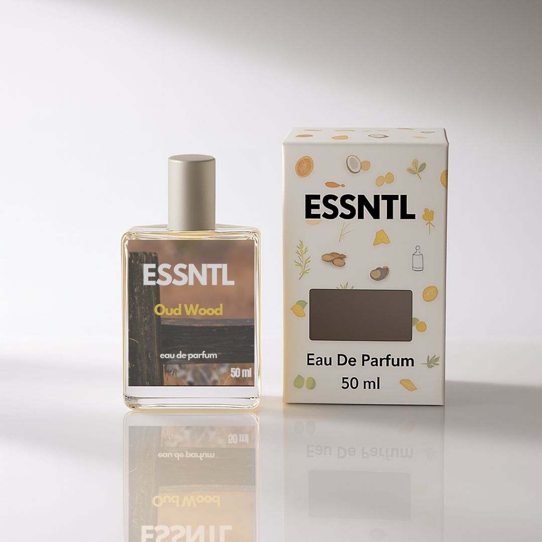 ESSNTL Oud Wood Perfume - Mysterious & Exotic Oud Woody Fragrance | 50ml Eau de Parfum | 20ml Eau de Parfum | Warm, Smoky & Luxurious Scent | Long-Lasting Statement Fragrance | Classic & Clean Scent for Men