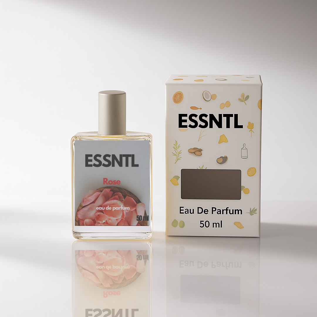 ESSNTL Rose Perfume - Delicate & Sensual Floral Musky Fragrance | 50ml Eau de Parfum | 20ml Eau de Parfum | Soft, Powdery & Romantic Scent | Long-Lasting Elegant Fragrance | Classic & Clean Scent for Women