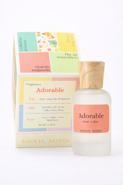 ESSNTL NOTES Adorable Perfume – Radiant & Luxurious Floral Bouquet Fragrance | 50ml Eau de Parfum | Soft & Glamorous Scent | Long-Lasting Luxury Perfume  | Golden, Celebrated Signature Vibe