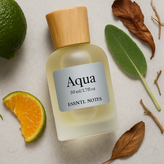 ESSNTL NOTES Aqua Perfume - Timeless & Elegant Marine Citrus Fragrance | 50ml Eau de Parfum | Fresh, Breezy & Uplifting Scent | Long-Lasting Everyday Fragrance | Unisex Classic & Clean Scent