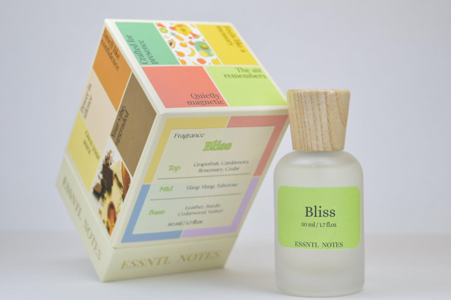 ESSNTL NOTES Bliss Perfume - Crisp & Clean Fresh Woody Fragrance | 50ml Eau de Parfum | Soft, Subtle & Inviting Scent | Long-Lasting Refreshing Fragrance | Classic & Clean Scent for Men & Women