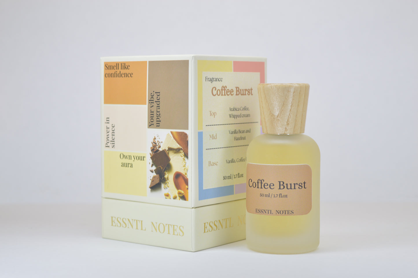 ESSNTL NOTES Coffee Burst Perfume - Bold & Comforting Coffee-Vanilla Fragrance | 50ml Eau de Parfum | Creamy, Addictive & Aromatic Scent | Long-Lasting Cozy Perfume for Men & Women | A Caffeine Kick with Sweet Depth