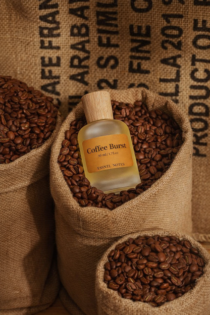 ESSNTL NOTES Coffee Burst Perfume - Bold & Comforting Coffee-Vanilla Fragrance | 50ml Eau de Parfum | Creamy, Addictive & Aromatic Scent | Long-Lasting Cozy Perfume for Men & Women | A Caffeine Kick with Sweet Depth