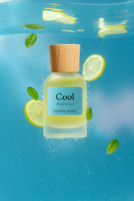 ESSNTL NOTES Cool Perfume - Refreshing & Aquatic Fresh Fragrance | 50ml Eau de Parfum | Crisp, Invigorating & Clean Scent | Long-Lasting Sporty Fragrance | Unisex Classic & Clean Scent