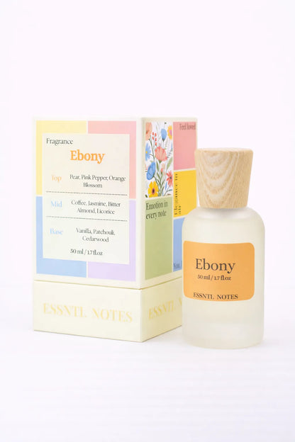 ESSNTL NOTES Ebony perfume with premium packaging, ideal for gifting