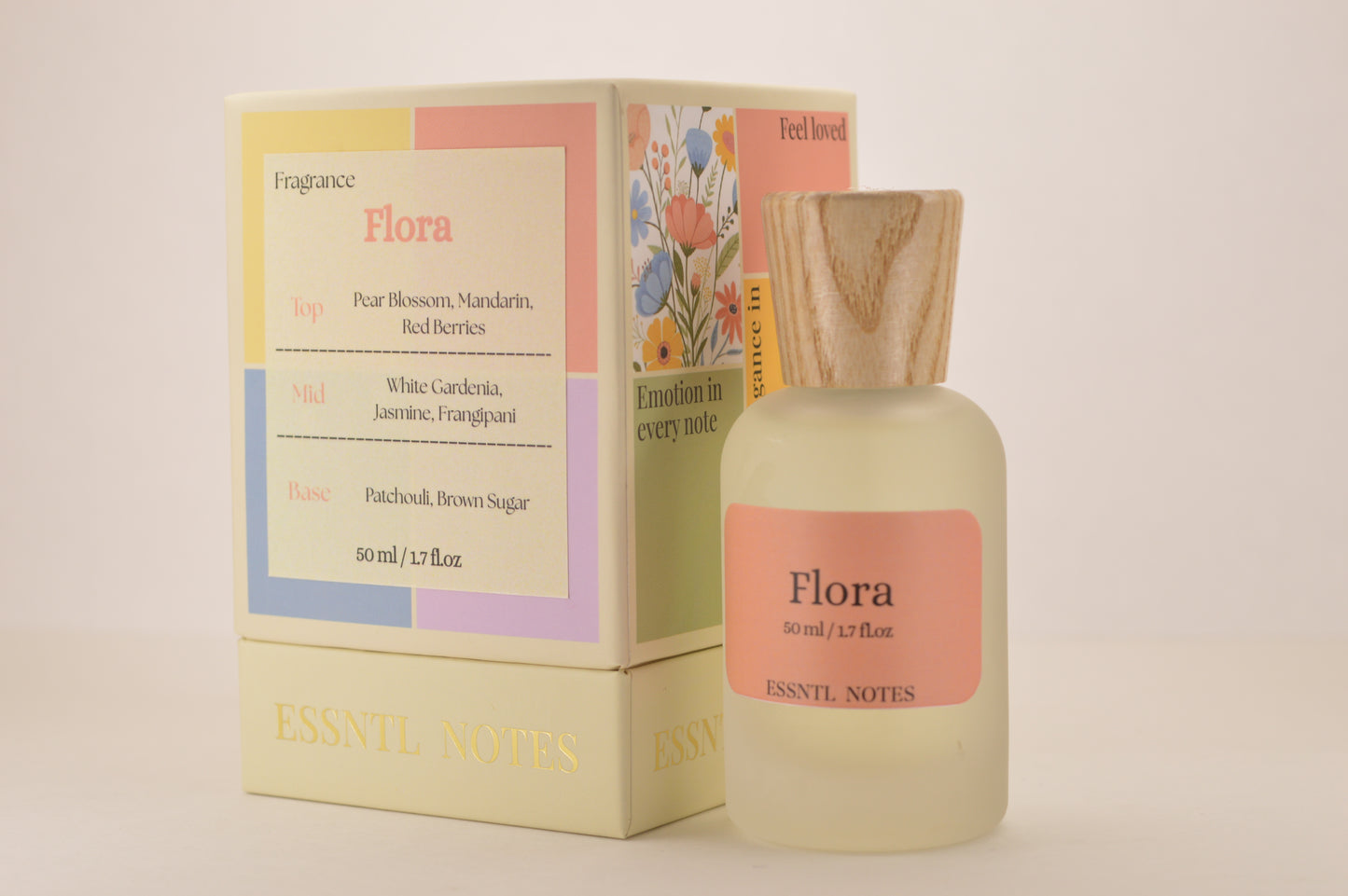 ESSNTL NOTES Flora Perfume - Elegant & Floral Fruity Fragrance | 50ml Eau de Parfum | Romantic, Delicate & Graceful Scent | Long-Lasting Luxury Scent for both | Classic & Clean Scent