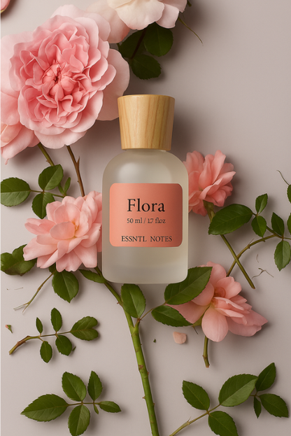 ESSNTL NOTES Flora Perfume - Elegant & Floral Fruity Fragrance | 50ml Eau de Parfum | Romantic, Delicate & Graceful Scent | Long-Lasting Luxury Scent for both | Classic & Clean Scent