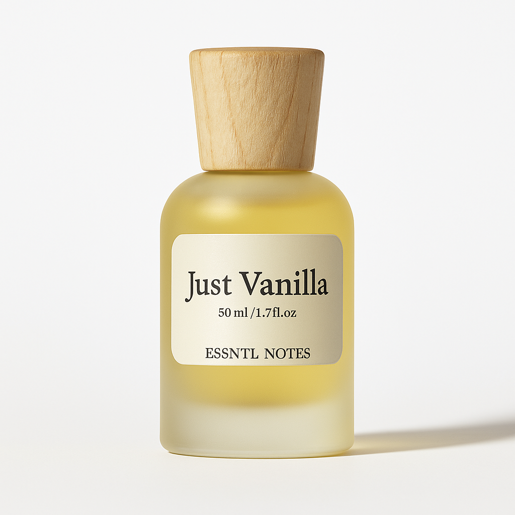 ESSNTL NOTES Just Vanilla Perfume - Creamy & Sweet Gourmand Vanilla Fragrance | 50ml Eau de Parfum | Ice Cream-Like, Soft & Irresistible Scent | Long-Lasting Comfort Perfume for Men & Women | Pure Vanilla Delight with a Sugary Hug