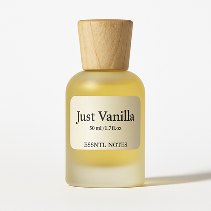 ESSNTL NOTES Just Vanilla Perfume - Creamy & Sweet Gourmand Vanilla Fragrance | 50ml Eau de Parfum | Ice Cream-Like, Soft & Irresistible Scent | Long-Lasting Comfort Perfume for Men & Women | Pure Vanilla Delight with a Sugary Hug