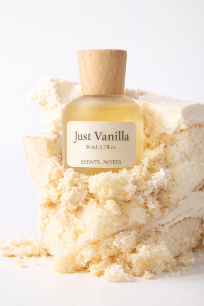 ESSNTL NOTES Just Vanilla Perfume - Creamy & Sweet Gourmand Vanilla Fragrance | 50ml Eau de Parfum | Ice Cream-Like, Soft & Irresistible Scent | Long-Lasting Comfort Perfume for Men & Women | Pure Vanilla Delight with a Sugary Hug