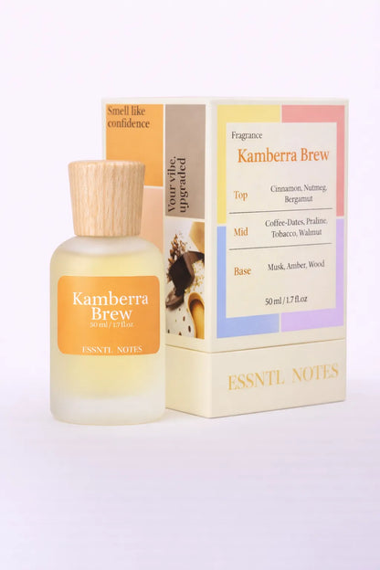 ESSNTL NOTES Kamberra Brew perfume with premium packaging, ideal for gifting