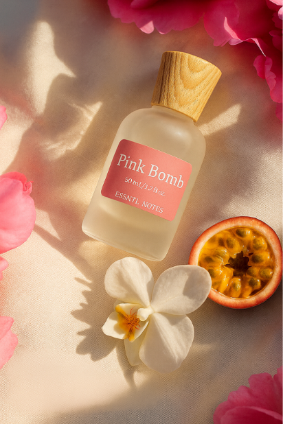 ESSNTL NOTES Pink Bomb Perfume - Playful & Fruity Floral Fragrance | 50ml Eau de Parfum | Sweet, Bright & Captivating Scent | Long-Lasting Youthful Fragrance | Classic & Clean Scent for Men & Women