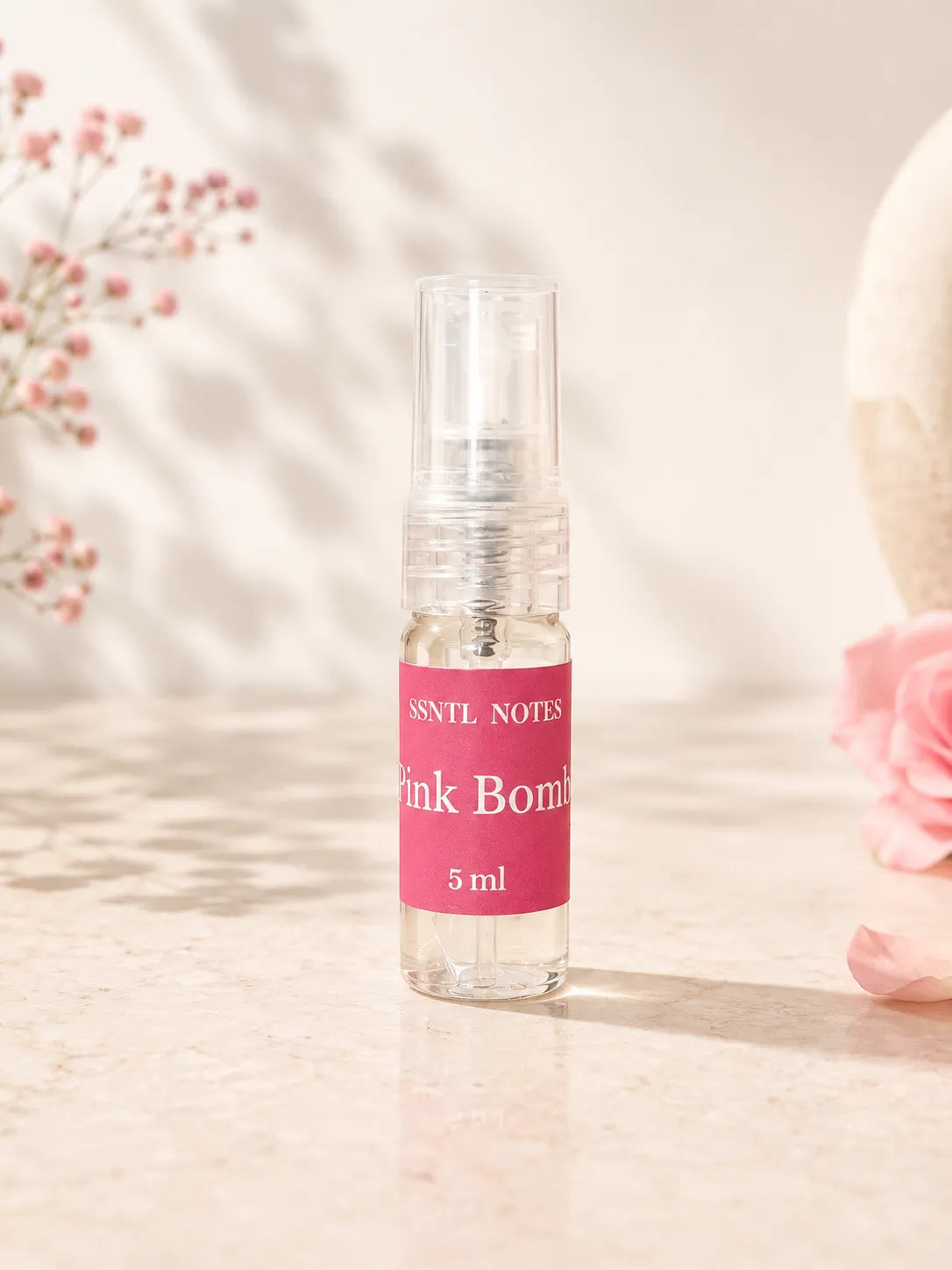ESSNTL NOTES Pink Bomb Playful Fruity Floral 5ml perfume sample for fragrance discovery and gifting